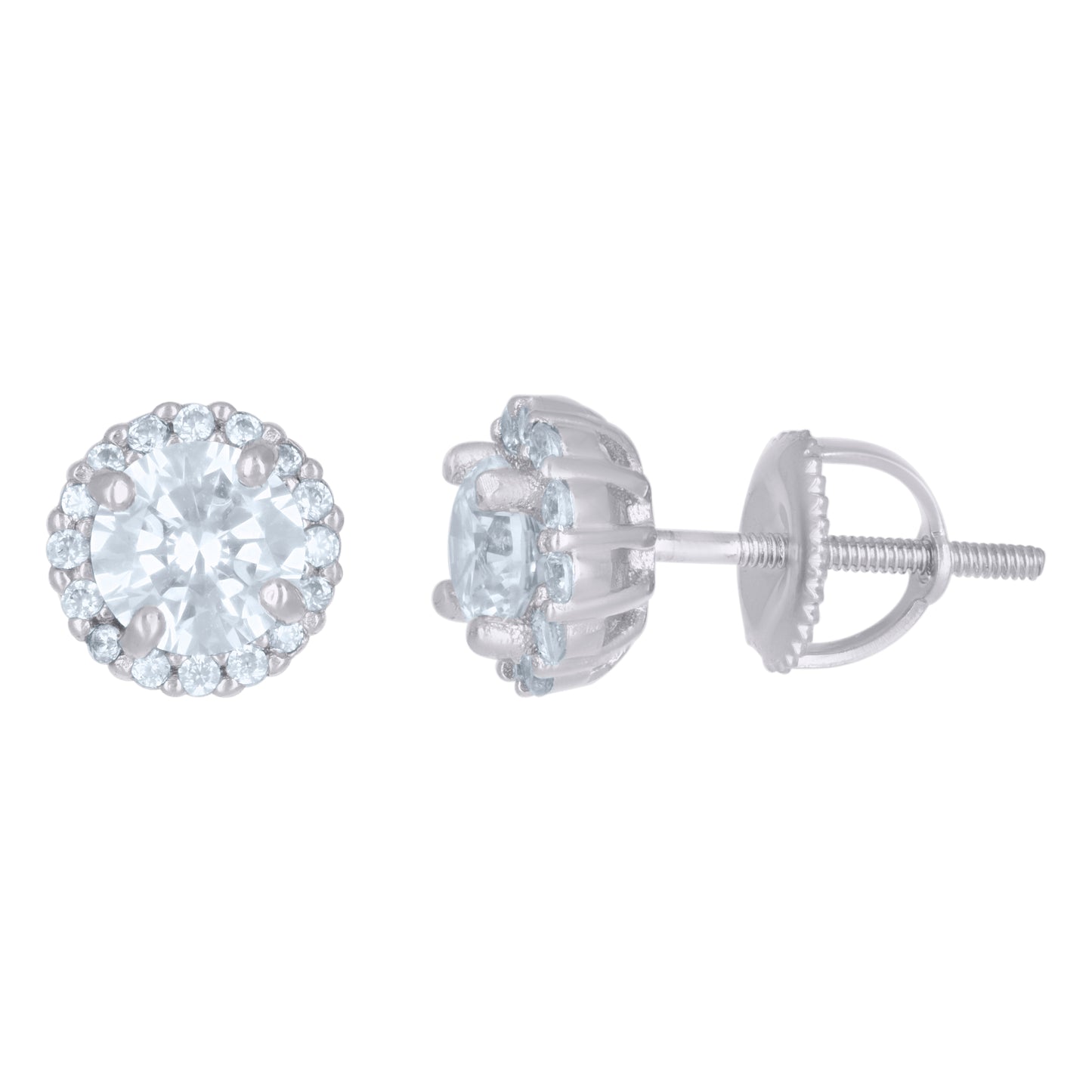 Sterling Silver Or Yellow-Tone Womens Cubic-Zirconia Round Fashion Stud Earrings