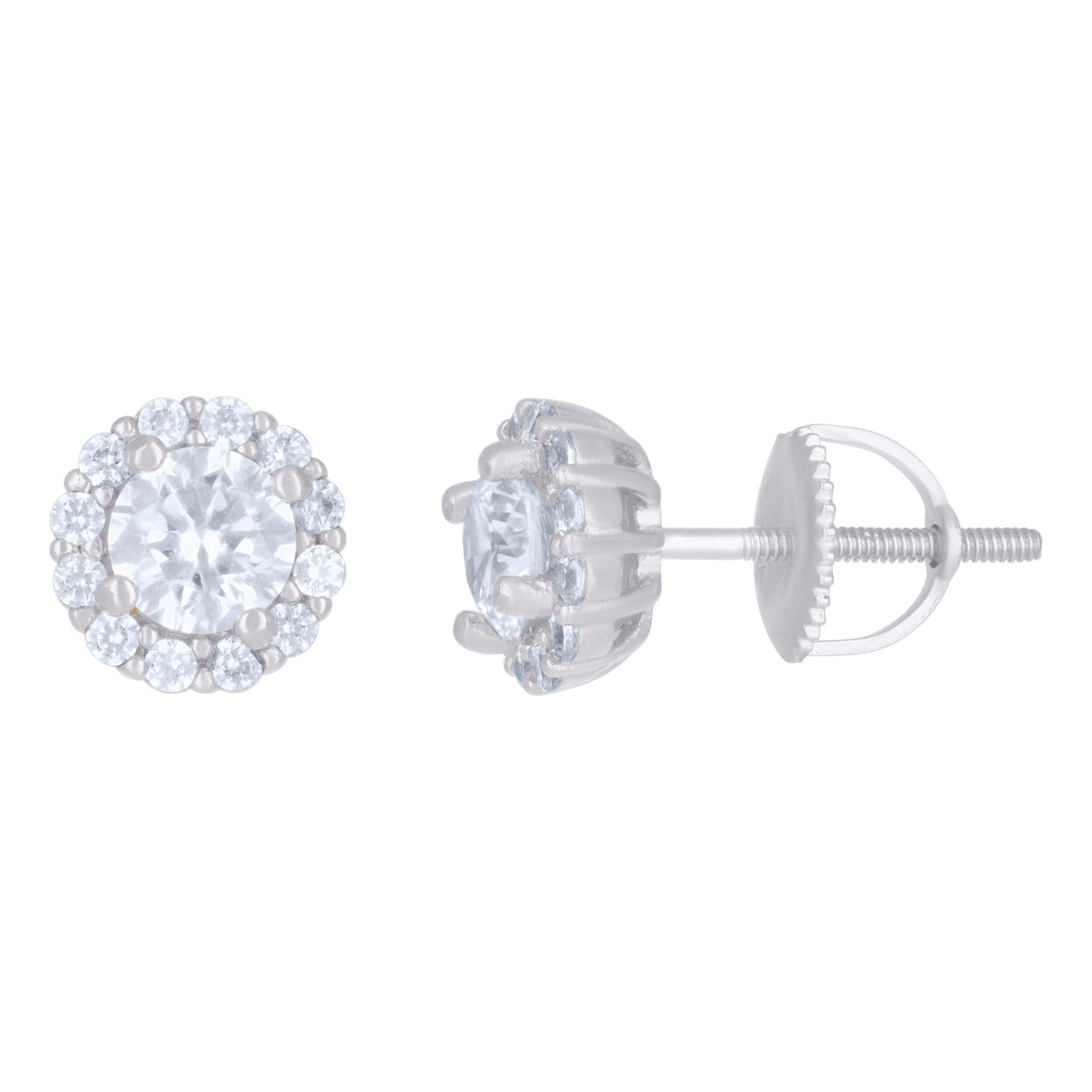 Sterling Silver Or Yellow-Tone Womens Cubic-Zirconia Round Fashion Stud Earrings