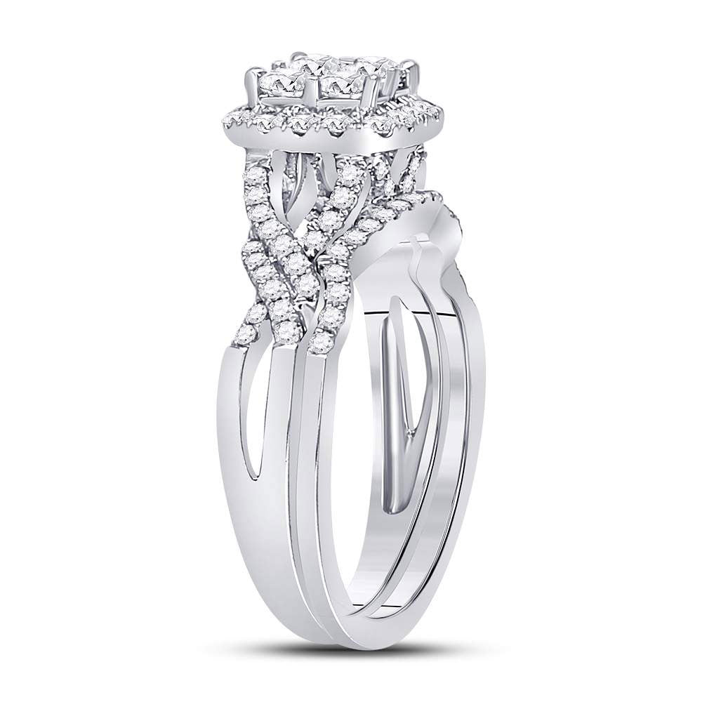 10K White Gold Princess Diamond Bridal Wedding Ring Band Set 1 Cttw, Womens Size: 5-10
