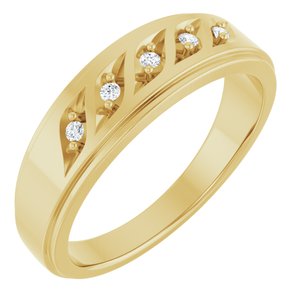 14K Yellow Gold Round 2.5 Mm .07 Ctw Natural Diamond Five-Stone Band Size 10