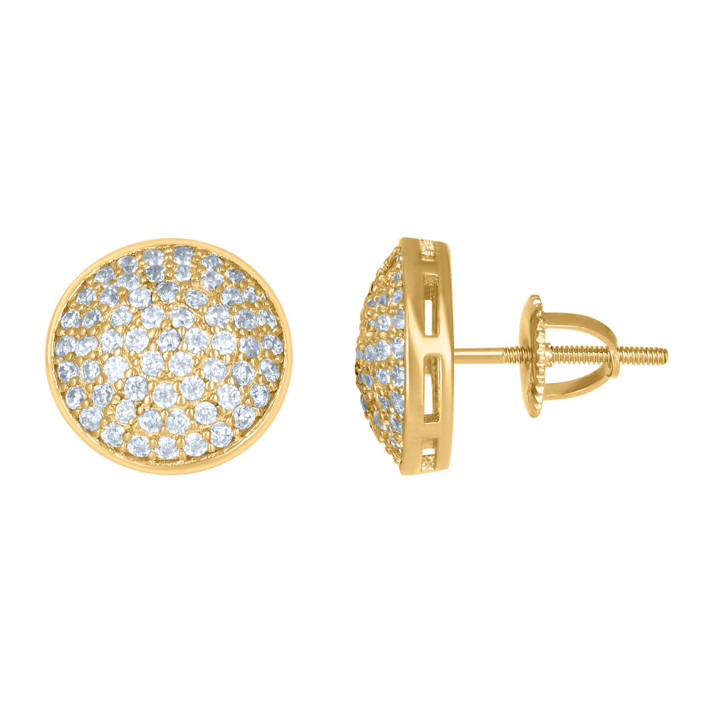 Sterling Silver Or Yellow-Tone Mens Cubic-Zirconia Fashion Stud Earrings