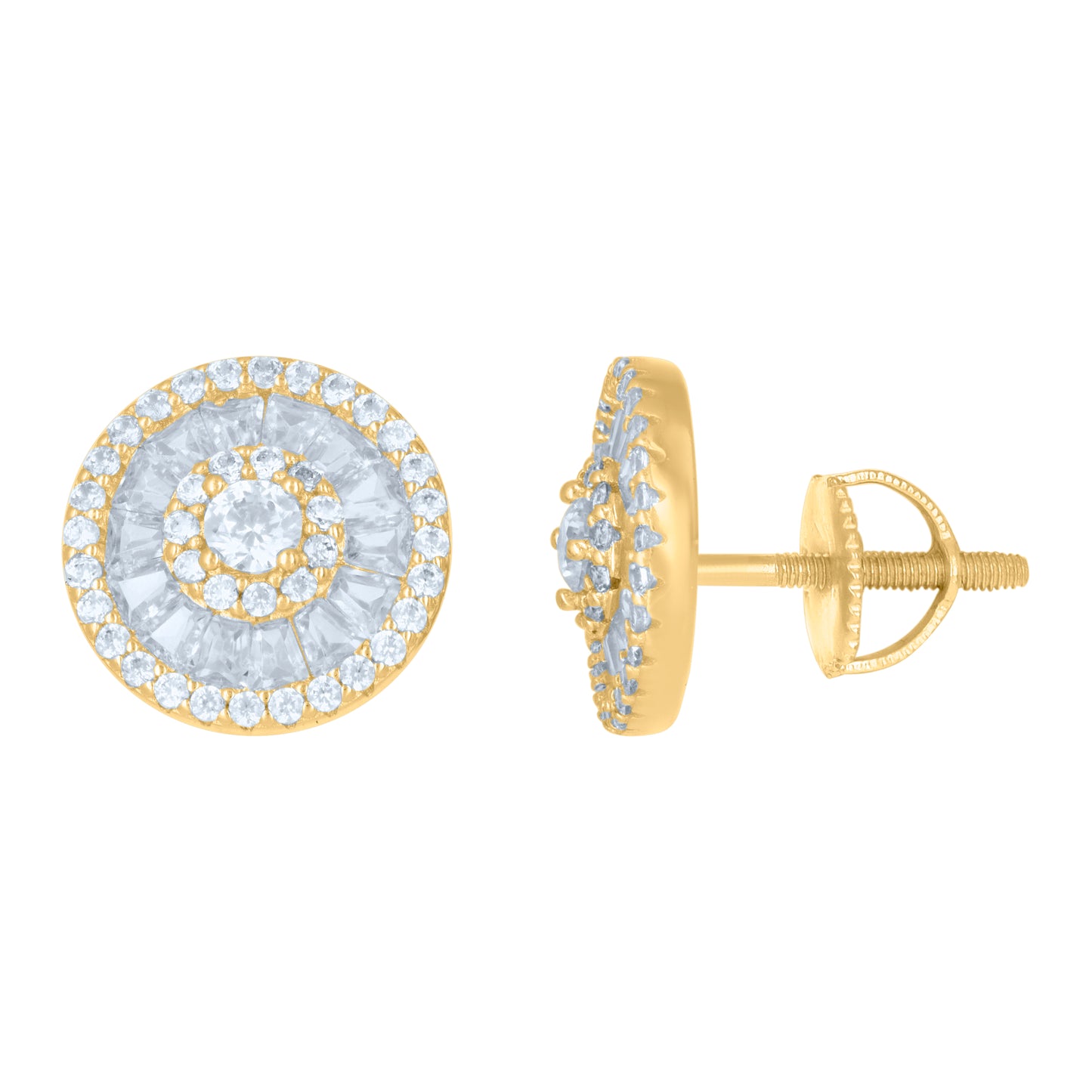 Sterling Silver Or Yellow-Tone Mens Cubic-Zirconia Fashion Stud Earrings
