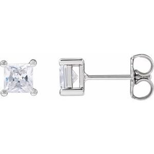 14K White Gold Square 3.9 X 3.9Mm Si, G-H 3/4 Ctw Lab-Grown Diamond Square 4 Prong Earring
