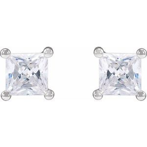 14K White Gold Square 3.9 X 3.9Mm Si, G-H 3/4 Ctw Lab-Grown Diamond Square 4 Prong Earring
