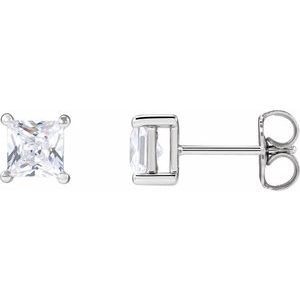 14K White Gold Square 4.5 X 4.5Mm Si, G-H 1 Ctw Lab-Grown Diamond Square 4 Prong Earring