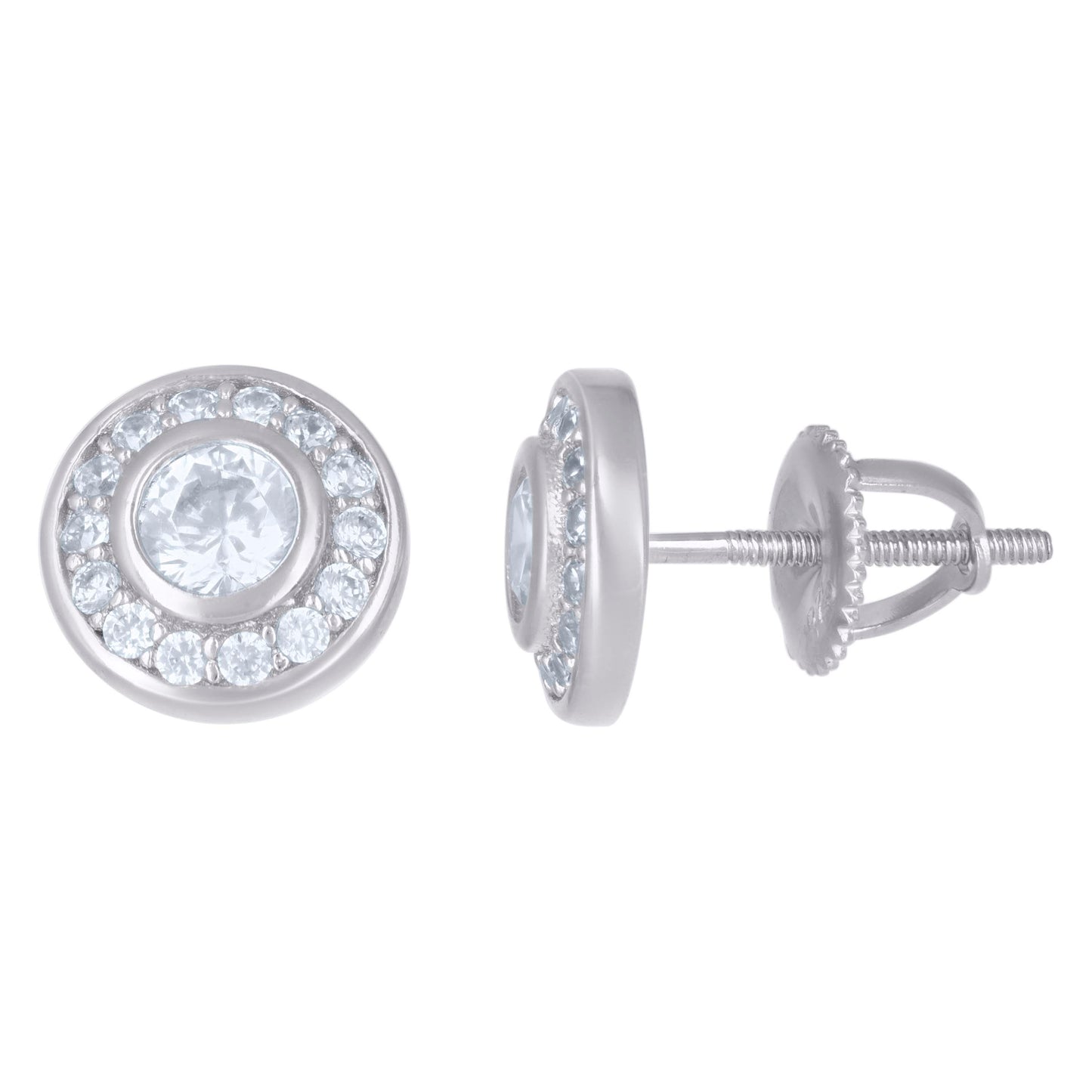 Sterling Silver Or Yellow-Tone Womens Cubic-Zirconia Round Fashion Stud Earrings