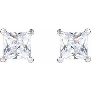 14K White Gold Square 4.5 X 4.5Mm Si, G-H 1 Ctw Lab-Grown Diamond Square 4 Prong Earring
