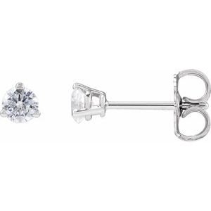14K White Gold Round 3.2Mm Si1-Si2, G-H 1/4 Ctw Lab-Grown Diamond 3-Prong Basket Style Stud Friction Back Earrings
