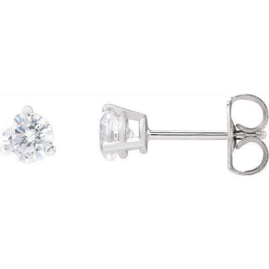 14K White Gold Round Pair 4Mm Si1-Si2, G-H Friction 3-Prong Polished 1/2 Ctw Lab-Grown Diamond 3-Prong Basket Style Stud Earrings