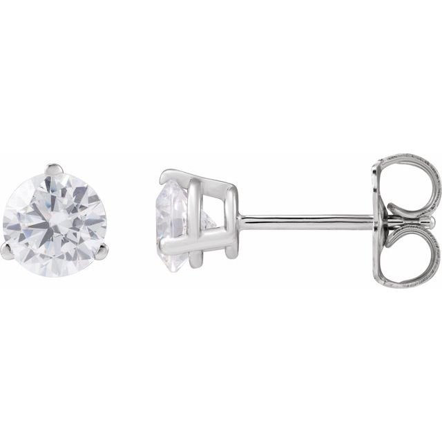 14K White Gold Round Pair 4.5Mm Si1-Si2, G-H Friction 3-Prong Polished 3/4 Ctw Lab-Grown Diamond 3-Prong Basket Style Stud Earrings
