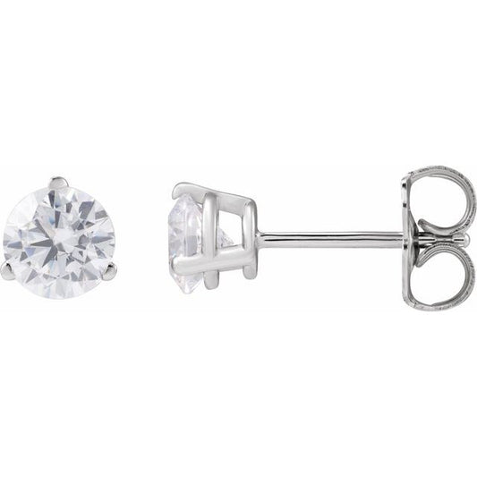 14K White Gold Round Pair 4.5Mm Si1-Si2, G-H Friction 3-Prong Polished 3/4 Ctw Lab-Grown Diamond 3-Prong Basket Style Stud Earrings