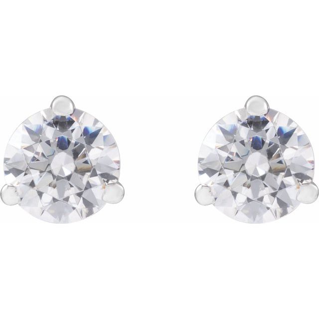 14K White Gold Round Pair 4.5Mm Si1-Si2, G-H Friction 3-Prong Polished 3/4 Ctw Lab-Grown Diamond 3-Prong Basket Style Stud Earrings