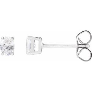 14K White Gold Oval 4 X 3Mm Si, G-H 1/3 Ctw Lab-Grown Diamond 4-Prong Friction Back Stud Earrings