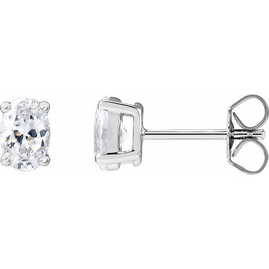 14K White Gold Oval Pair 6 X 4Mm Si, G-H Friction 4-Prong Polished 3/4 Ctw Lab-Grown Diamond Stud Earrings