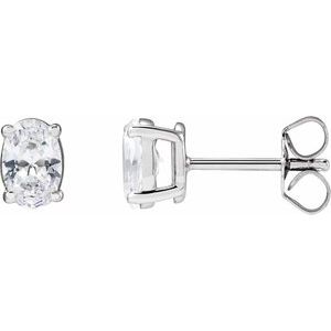 14K White Gold Oval 6.2 X 4.3Mm Si, G-H 1 Ctw Lab-Grown Diamond 4-Prong Friction Back Stud Earrings