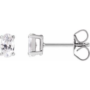 14K White Gold Oval 5 X 3.5Mm Si, G-H 1/2 Ctw Lab-Grown Diamond 4-Prong Friction Back Stud Earrings