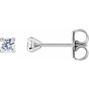 14K White Gold Round 3Mm Si1-Si2, G-H 1/5 Ctw Lab-Grown Diamond 4-Prong Claw Cocktail Style Stud Friction Back Earrings