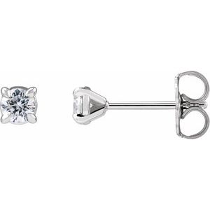 14K White Gold Round 3.2Mm Si1-Si2, G-H 1/4 Ctw Lab-Grown Diamond 4-Prong Claw Cocktail Style Stud Friction Back Earrings