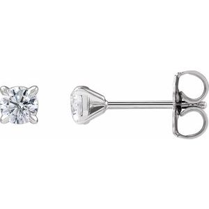 14K White Gold Round 3.5Mm Si1-Si2, G-H 1/3 Ctw Lab-Grown Diamond 4-Prong Claw Cocktail Style Stud Friction Back Earrings