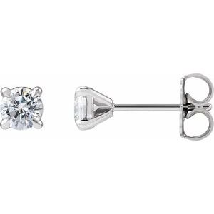 14K White Gold Round 4Mm Si1-Si2, G-H 1/2 Ctw Lab-Grown Diamond 4-Prong Claw Cocktail Style Stud Friction Back Earrings