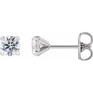 14K White Gold Round 4.5Mm Si1-Si2, G-H 3/4 Ctw Lab-Grown Diamond 4-Prong Claw Cocktail Style Stud Friction Back Earrings
