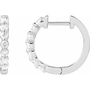 14K White Gold Pair Round Shape 1.8Mm Si1-Si2, Gh 1/3 Ctw Lab-Grown Diamond Hoop Earrings, Length: 15.9 Mm, Thickness: 2 Mm