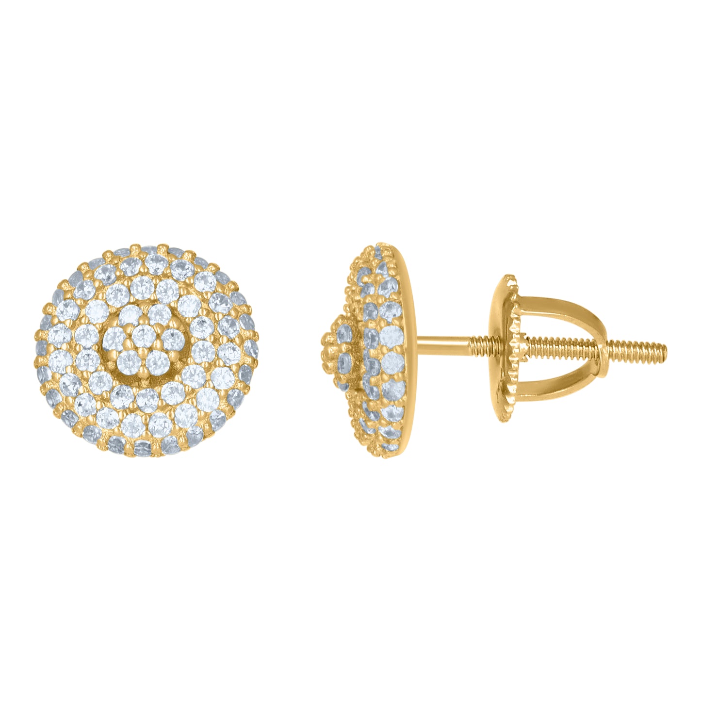 Sterling Silver Or Yellow-Tone Mens Cubic-Zirconia Fashion Stud Earrings