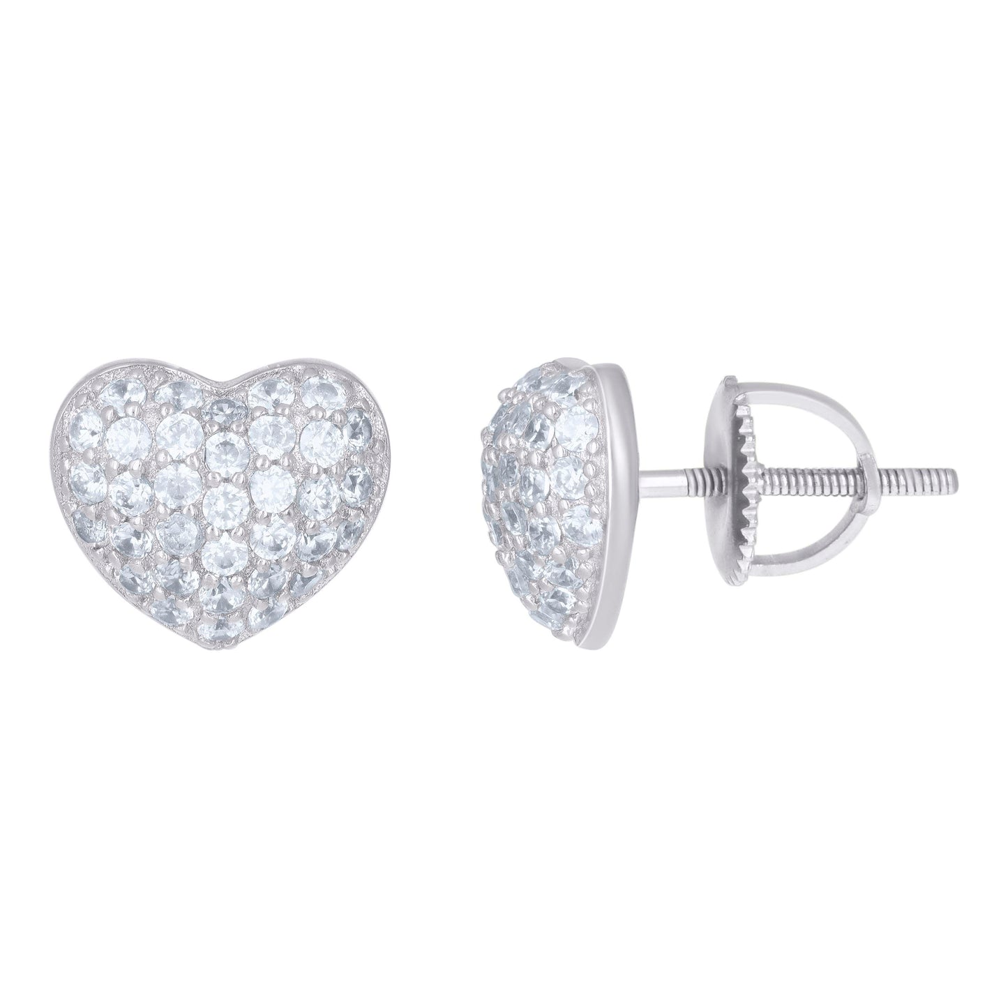 Sterling Silver Or Yellow-Tone Womens Cubic-Zirconia Heart Stud Earrings