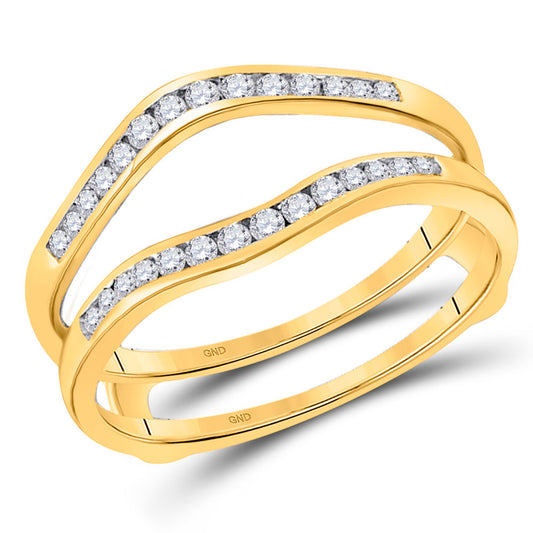 14K Yellow Gold Womens Round Diamond Wrap Enhancer Wedding Band 1/2 Cttw, Womens Size: 5-10