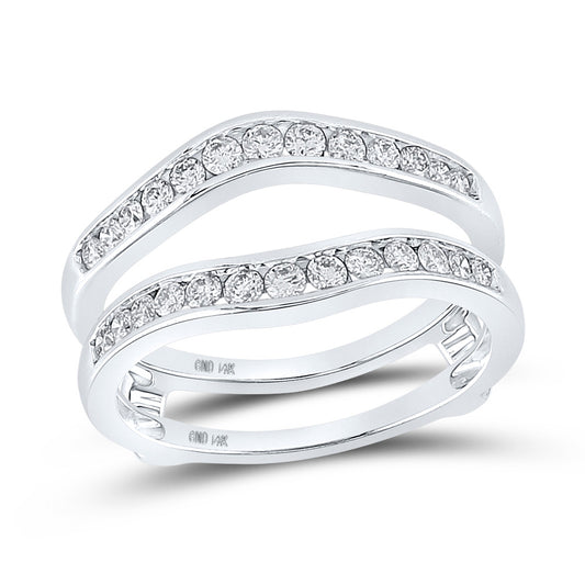 14k White Gold Womens Round Diamond Bridal Wedding Enhancer Band Wrap Ring 1/2 Cttw, Womens Size: 5-10