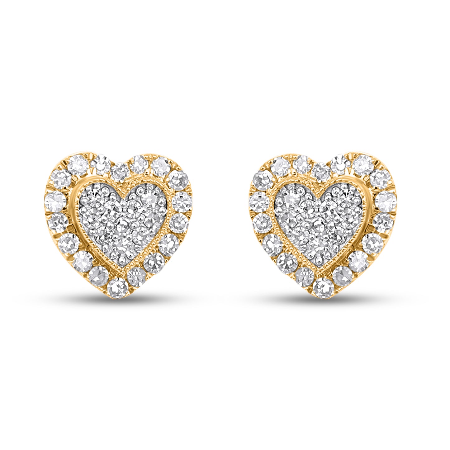 10K Two Tone Gold Two Tone Gold 0.14-0.17 Cttw Diamond Heart Earring