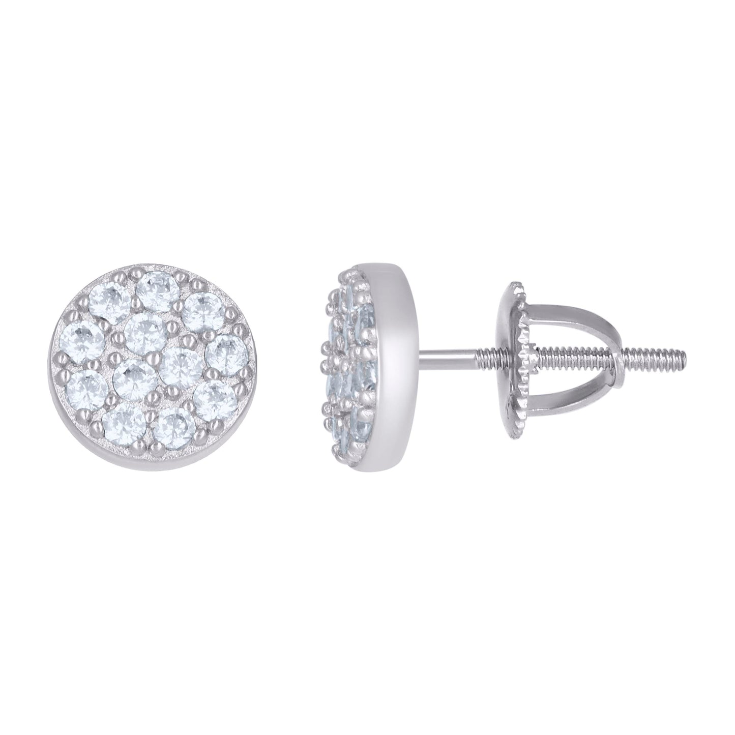 Sterling Silver Or Yellow-Tone Womens Cubic-Zirconia Round Fashion Stud Earrings