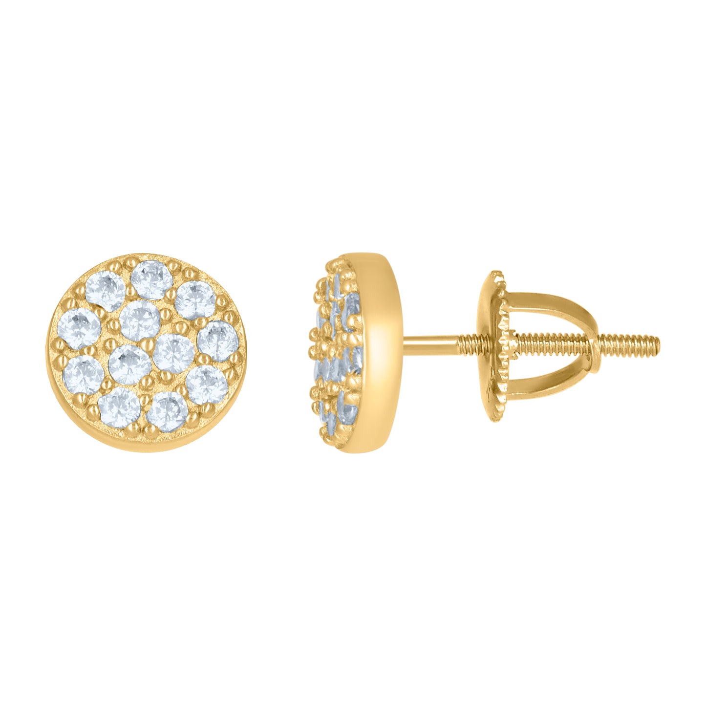Sterling Silver Or Yellow-Tone Womens Cubic-Zirconia Round Fashion Stud Earrings
