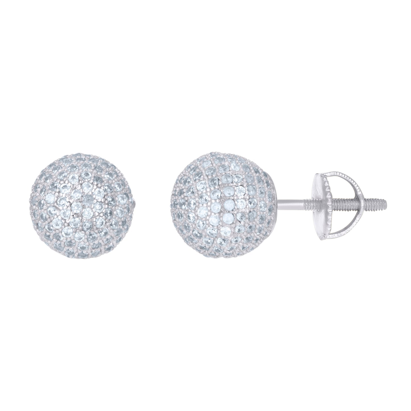 Sterling Silver Or Yellow-Tone Mens Cubic-Zirconia Ball Stud Earrings