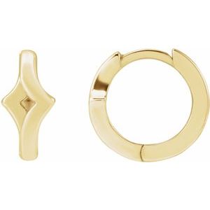 14K Yellow Gold Right Geometric Huggie Earring, Length: 12 Mm, Thickness: 4.2 Mm