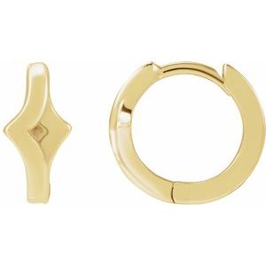14K Yellow Gold Left Geometric Huggie Earring, Length: 12 Mm, Thickness: 4.2 Mm