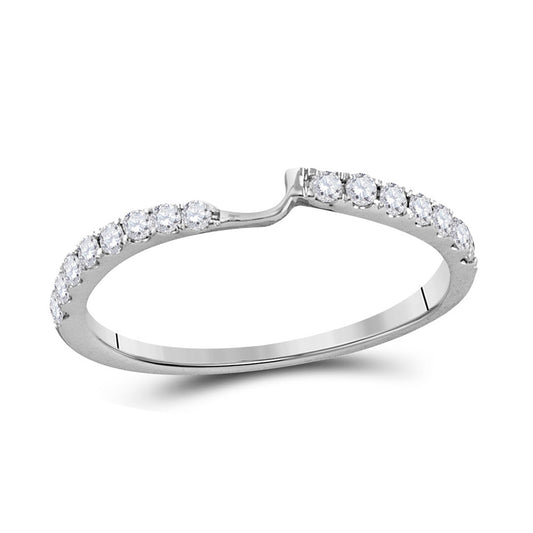14K White Gold Womens Round Diamond 2-stone Wedding Band 1/4 Cttw, Womens Size: 5-10