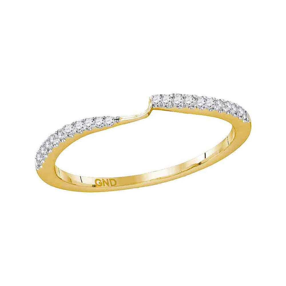 14K Yellow Gold Womens Round Diamond 2-stone Wedding Band 1/8 Cttw, Womens Size: 5-10