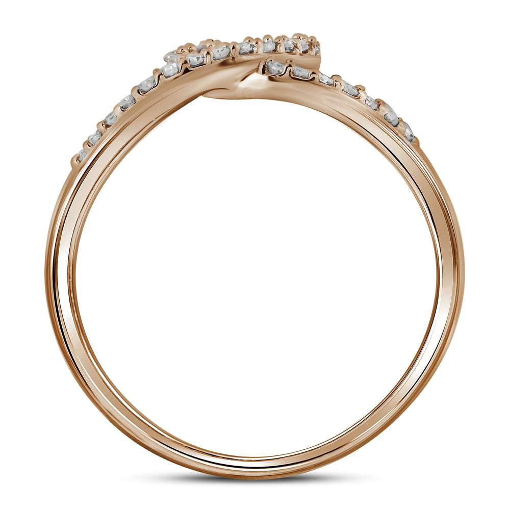 10K Rose Gold Womens Round Diamond Open Double Heart Fashion Ring 1/3 Cttw, Womens Size: 5-10