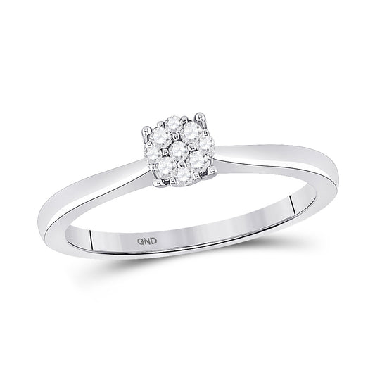 10K White Gold Womens Round Diamond Cluster Ring 1/6 Cttw, Womens Size: 5-10