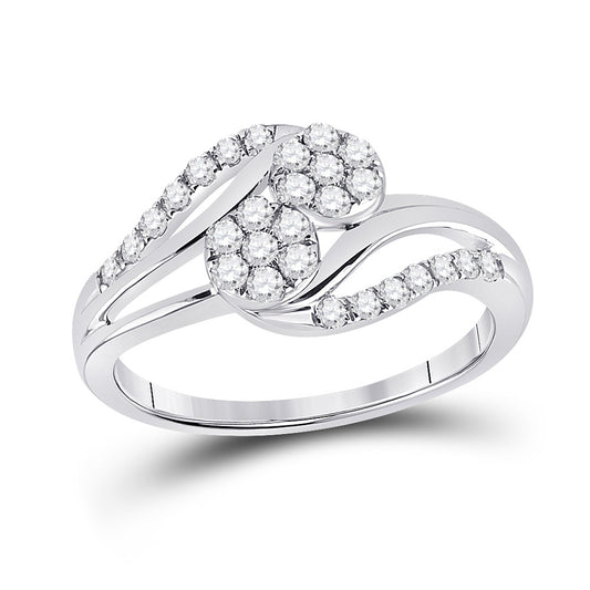 14K White Gold Round Diamond Cluster Bridal Wedding Engagement Ring 1/2 Cttw, Womens Size: 5-10
