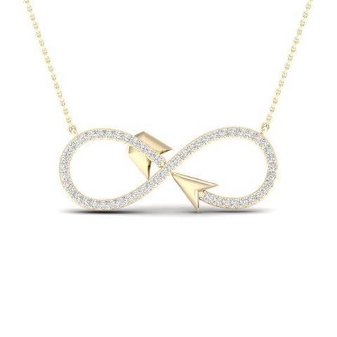 10K Yellow Gold 0.15 Cttw Diamond Ladies Pendants Eith Chain