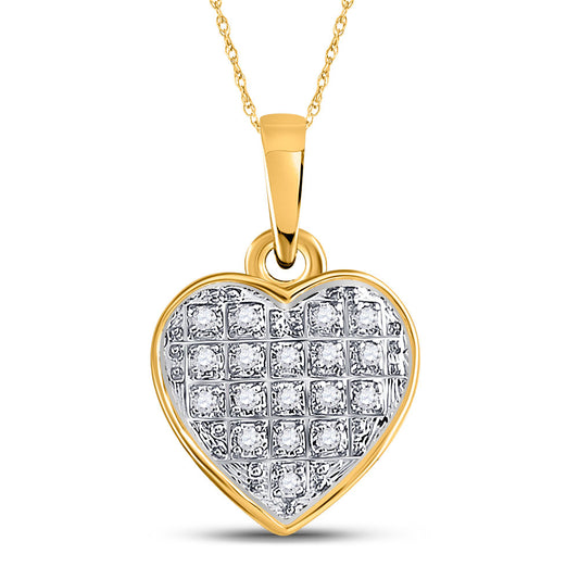 10K Yellow Gold Womens Round Diamond Heart Pendant 1/20 Cttw, Length: 0.61 In, Width: 0.39 In