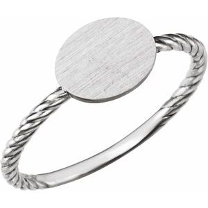 Continuum Sterling Silver Be Posh Engravable Rope Signet Ring Size 7