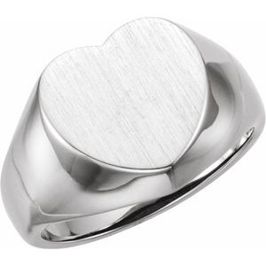 Sterling Silver Polished Heart Signet Ring Size 7
