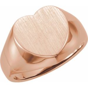 14K Rose Gold Polished Heart Signet Ring Size 7