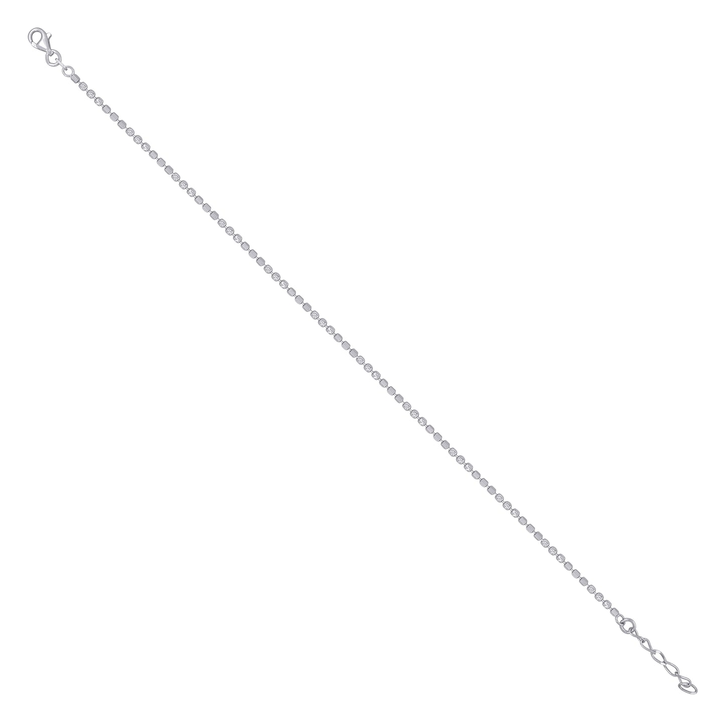 Sterling Silver Womens Fancy Moon-Cut Chain Anklet 2 mm Size 10 Inches