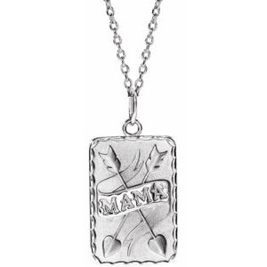 Sterling Silver 17.96 X 10.6 Mm 16-18 In Polished Mama Necklace