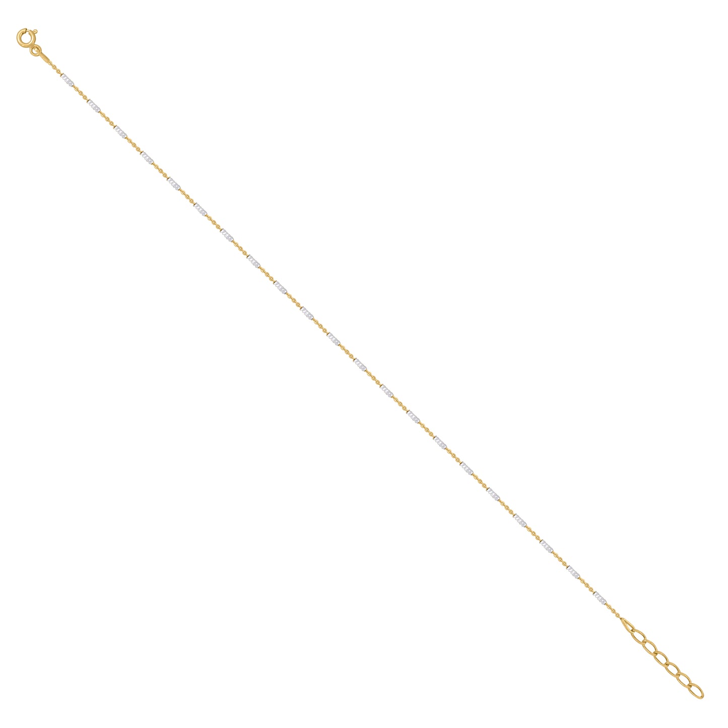Sterling Silver Womens Tube Brite Chain Anklet 1.5 mm Size 10 Inches