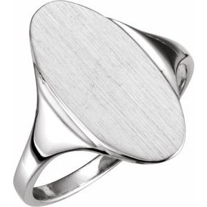 Sterling Silver Oval 16.4 X 8.5 Mm Brush Polished Signet Ring Size 6